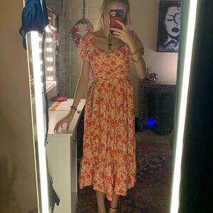 Orange Sundress Midi for Casual Wear